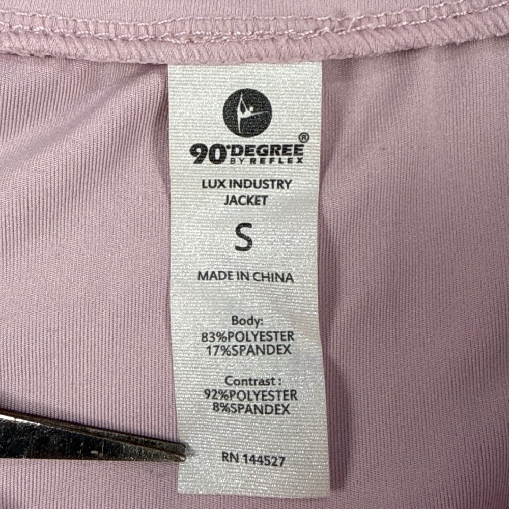 90 Degree by Reflex Lux Industry Jacket Pink Ruched Mock Neck Thumbholes Small - Picture 3 of 6